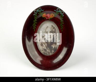 Antique 1920's Oval Wooden Table Easel Photograph Frame. Stock Photo