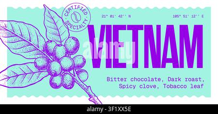Coffee bean branch. Label, tag Stock Vector