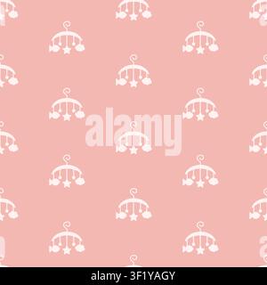 Baby vector seamless pattern with hanging mobile Stock Vector