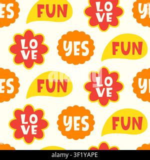 Bright chat bubble word sticker seamless pattern Stock Vector