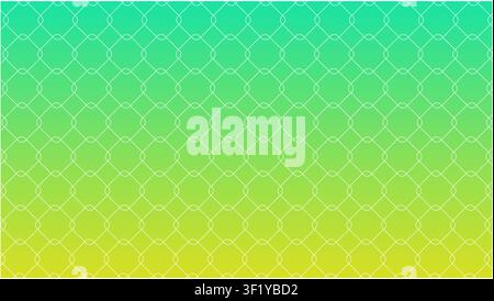 A vibrant background featuring a smooth color transition from turquoise to bright yellow overlaid with a white geometric chain-link lattice pattern. Stock Vector
