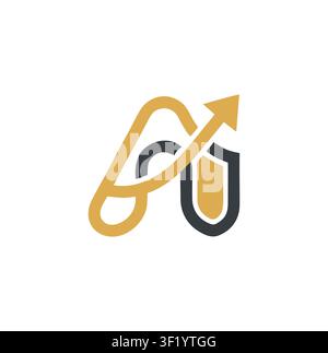 Abstract Letter N Shield and Financial Growth Arrow Logo Stock Vector