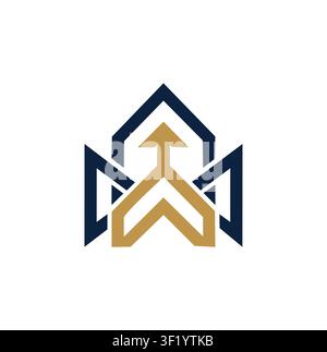 Abstract Crown and House Arrow Real Estate Growth Logo Stock Vector