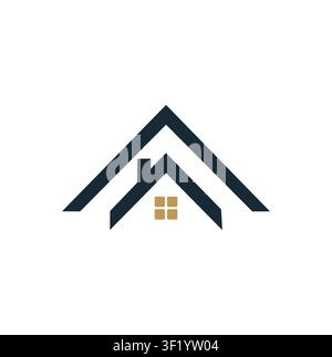 Minimalist Double Roof Line Real Estate Agency Logo Stock Vector
