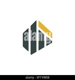 Geometric Hexagon Building and Financial Graph Logo Template Stock Vector