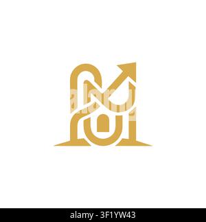 Abstract Letter M House with Financial Growth Arrow Logo Stock Vector