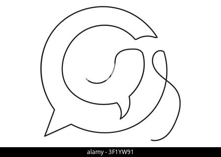 Continuous One Line Speech Bubble Chat Icon Minimal Outline Vector Illustration Stock Vector