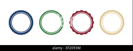 Decorative border frame set with circular seals, badge outlines and ornamental round labels vector Stock Vector
