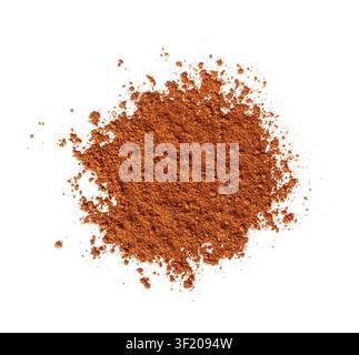 Cocoa Powder Isolated, Scattered Cacao Dust, Dry Ground Cocoa Beans Flat Lay, Cocao Powder Pile for Homemade Chocolate on White Background Top View Stock Photo