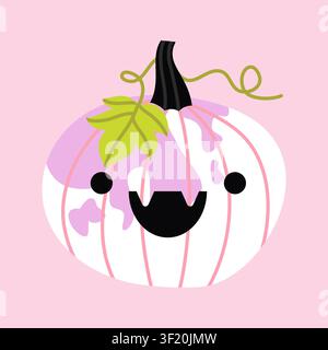 Cute pink pumpkin jack o lantern vector Stock Vector