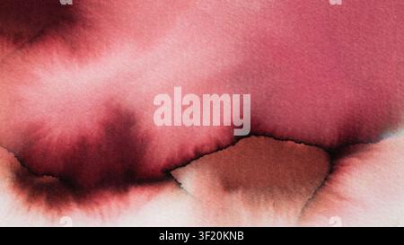 This artwork features watercolor abstractions that show random shapes and smooth edges in shades of red and brown. The fluid design captures attention Stock Photo