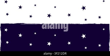 Cutout confetti style vertical overlay pattern isolated on transparent background. Stars glitter design template in violet grunge style. Vector png Stock Vector