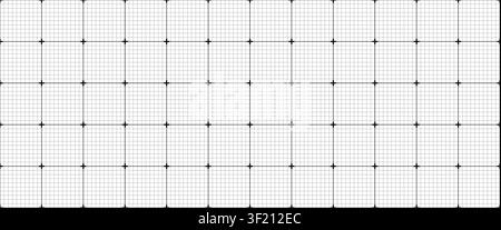 Black Blueprint seamless bg grid marks overlay. Grid for motion graphic, VFX tracking markers and video effects. Printable backdrop sheet. Dots, lines Stock Vector