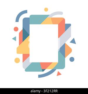 Geometric Frame Illustration with Colorful Abstract Shapes Stock Vector