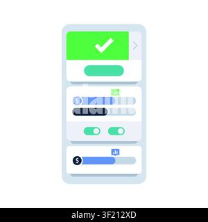 Mobile banking app interface with financial dashboard and payment success vector Stock Vector