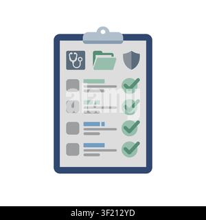Medical health clipboard checklist flat illustration Stock Vector