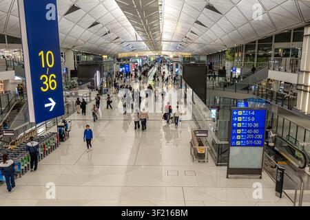 interior departure hall of Hong Kong International Airport (HKG) Stock Photo