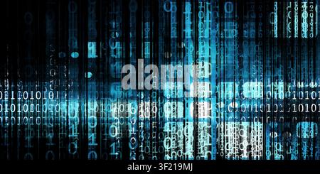 Dense Binary Layers Merging Into Technology Information Grid Representation Stock Photo