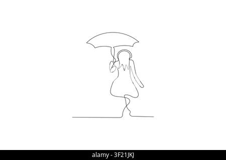 Beach chair with umbrella continuous line drawing icon for summer holiday resort branding vector design Stock Vector