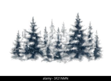 Snowy Christmas trees painted in watercolor on a white background Stock Vector