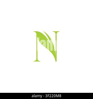Letter N Leaf Logo Vector. letter N With Leaf. Abstract Leaf Icon Stock Vector