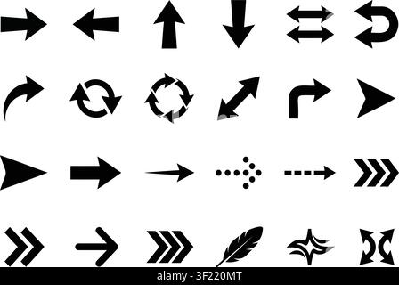 Unique arrow vector silhouettes big collection on white background Stock Vector