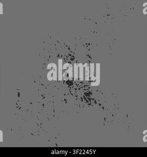 Grunge abstract texture with irregular black shapes on gray background. Perfect for overlays, posters Stock Vector