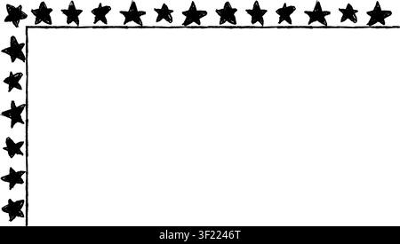 Rectangular frame made with black stars from hand-drawn sketches to give your vector designs a "handmade" touch. Stock Vector