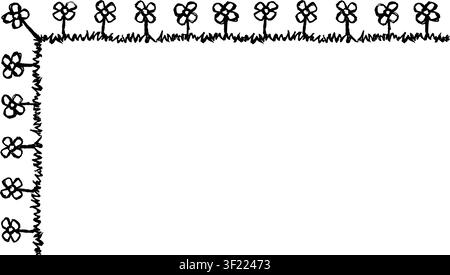 Rectangular frame made with daisies from hand-drawn sketches to give your vector designs a "handmade" touch. Stock Vector