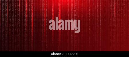 Red binary code digital technology data matrix background. Vertical glowing number streams visualize cybersecurity, programming, encryption. Cyber Stock Vector