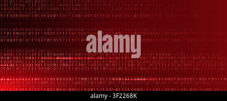 Red binary code digital technology background, glowing data streams. Cybersecurity, hacking, programming, network, big data presentation design Stock Vector