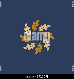 Oak Leaf Circle Logo Design Vector Illustration Stock Vector