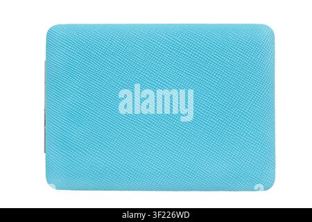Light blue artificial leather cardholder isolated on white background Stock Photo
