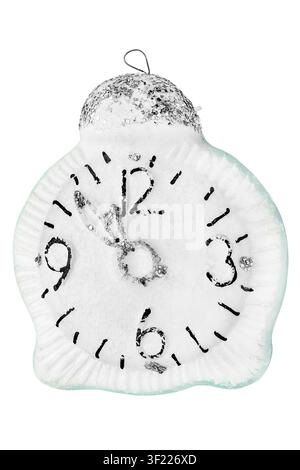 Christmas tree toy in the shape of a clock isolated on white background Stock Photo