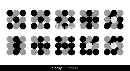 Metaball neuron logo, molecule and atom circle stucture concept. Neuron links in brain liquid blobs and nucleus medical pattern. Artificial fluid Stock Vector