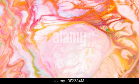 Soft pastel marble texture with pink orange and yellow swirls for delicate background Stock Photo