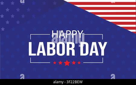 Happy Labor Day Poster Background with American Patriotic Theme and Worker Tools Vector Illustration Stock Vector