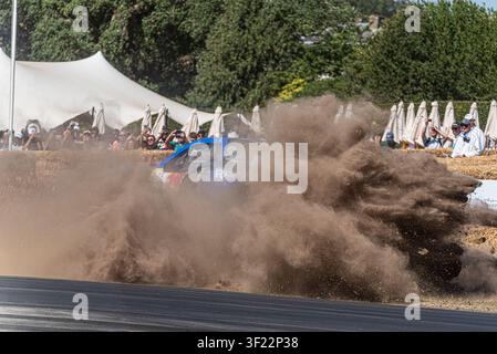 2025 Ford Raptor T1+ of Ford Racing racing car on the hill climb track at the Goodwood Festival of Speed 2026. Dakar Rally rally raid race truck Stock Photo