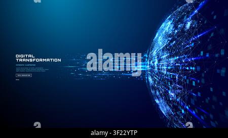 Illuminated digital globe formed from network nodes  Stock Vector