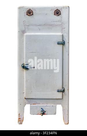 Authentic vintage wooden refrigerator isolated on a white background Stock Photo