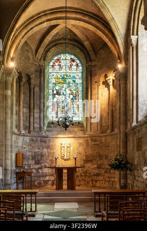 St. Anne's Chapel located inside Romsey Abbey in Hampshire, England.The stone structure is characterized by Norman-style architecture. Stock Photo