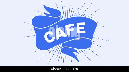Cafe. Banner ribbon. Curled cafe ribbon Stock Vector