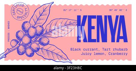 Coffee bean branch. Label, tag Stock Vector