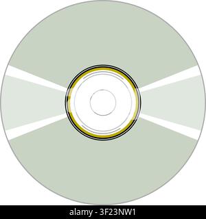 Vector illustration of a retro CD-ROM disc, data storage and media icon symbol, 90s technology graphic, isolated cutout on transparent background Stock Vector
