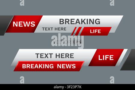 Modern Breaking News lower third banner template. Dynamic TV broadcast graphic design. Vector illustration Stock Vector