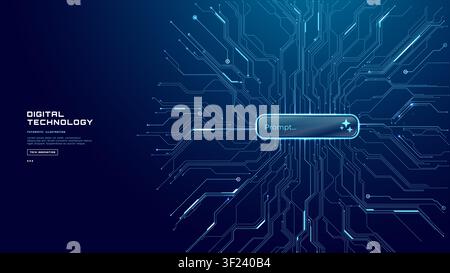 Glowing blue interface featuring circuit board patterns Stock Vector