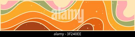 Zebra groovy banner with color waves. Stock Vector