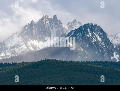 Clearing rainstorm in the Sawtooth Range, central Idaho Stock Photo