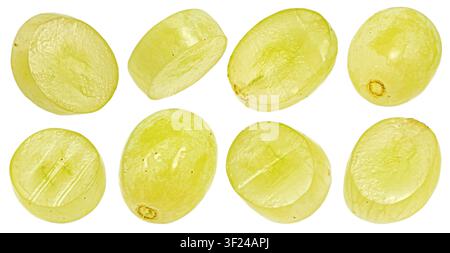 Green grape slices isolated on white background with clipping path Stock Photo
