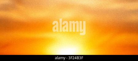 Grain sunset noise gradient background with mesh blend. Gritty vibrant blurred sunrise gradation effect backdrop. Orange and golden summer and autumn Stock Vector